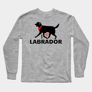 Black Lab Pattern Black Labradors in RED Long Sleeve T-Shirt